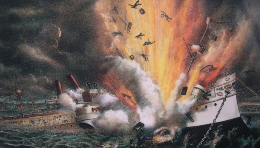 Image result for THE EXPLOSION OF THE ,MAINE cuban studiers